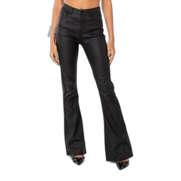 Edikted Luna Faux Leather Flare Jeans size medium ladies cool retro - Picture 1 of 14